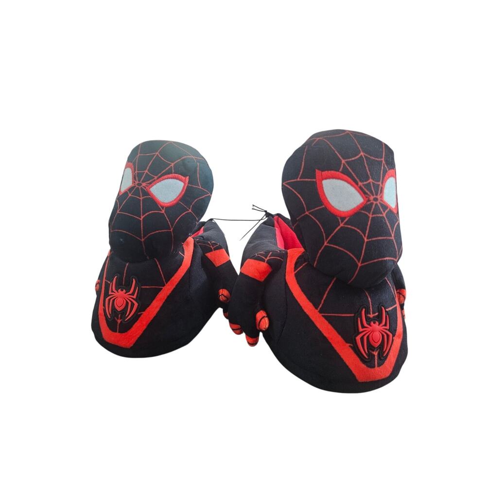 Spider-Man Spiderman Plush Black Slippers Miles Morales Size 6 Kids Boy Girl NWT